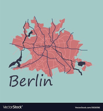 Flat berlin city map with boroughs silhouette vector image