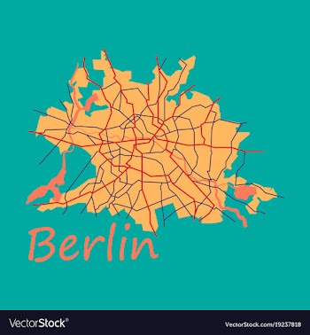 Flat berlin city map with boroughs silhouette vector image