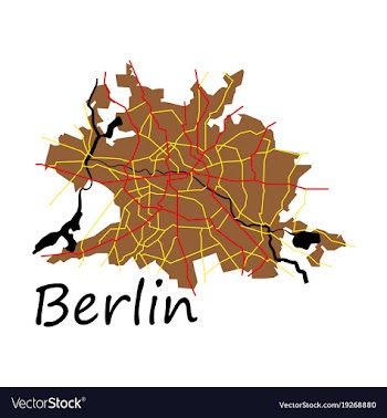 Flat berlin city map with boroughs silhouette vector image
