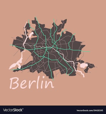 Flat berlin city map with boroughs silhouette vector image