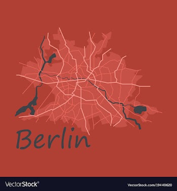 Flat berlin city map with boroughs silhouette vector image