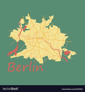 Flat berlin city map with boroughs silhouette vector image