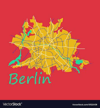 Flat berlin city map with boroughs silhouette vector image