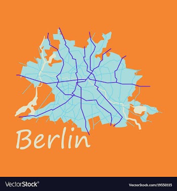 Flat berlin city map with boroughs silhouette vector image