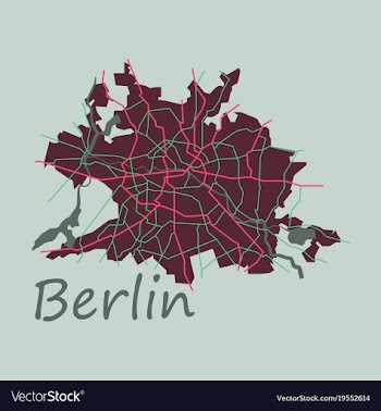 Flat berlin city map with boroughs silhouette vector image