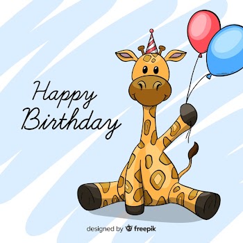 Flat birthday animal background Free Vector