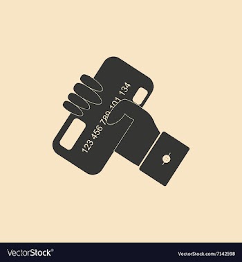 Flat black and white bank card in hand vector image
