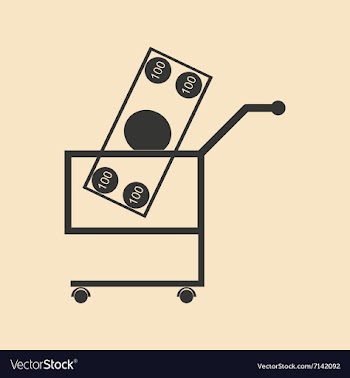Flat black and white Banknotes in trolley vector image