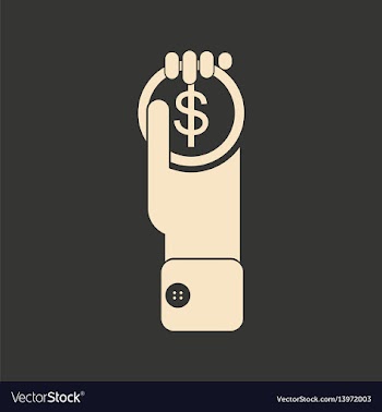 Flat black and white coin in hand vector image