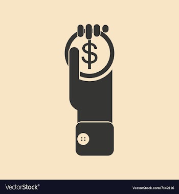 Flat black and white Coin in hand vector image