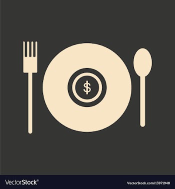 Flat black and white coin in plate vector image