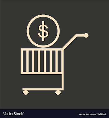 Flat black and white coin in trolley vector image
