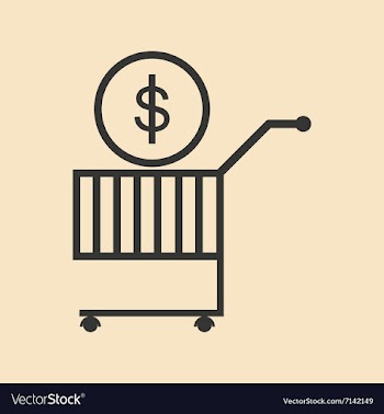 Flat black and white coin in trolley vector image