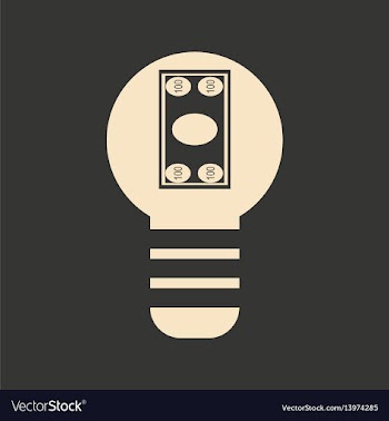 Flat black and white dollar in light bulb vector image
