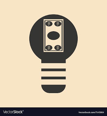 Flat black and white dollar in light bulb vector image
