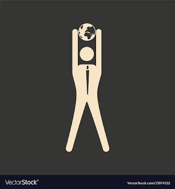 Flat black and white man holding world in hands vector image
