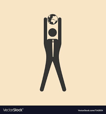 Flat black and white man holding world in hands vector image