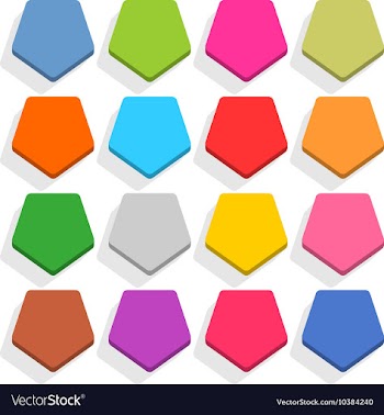 Flat blank web button pentagon icon with shadow vector image