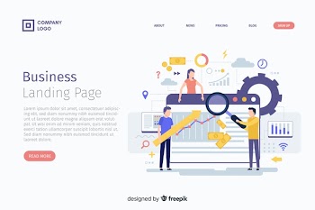 Flat business landing page template Free Vector
