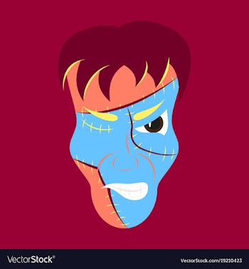 Flat cartoon evil frankenstein head vector image