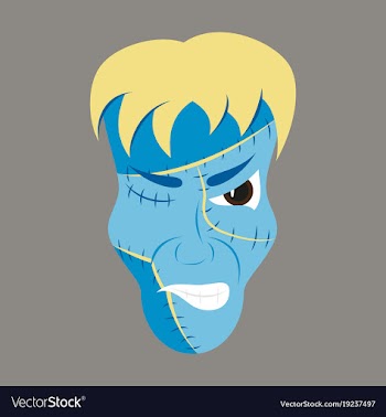 Flat cartoon evil frankenstein head vector image