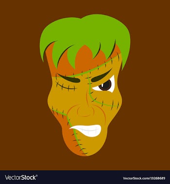 Flat cartoon evil frankenstein head vector image