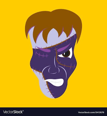 Flat cartoon evil frankenstein head vector image