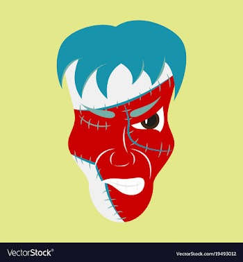 Flat cartoon evil frankenstein head vector image