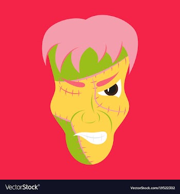 Flat cartoon evil frankenstein head vector image