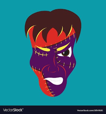 Flat cartoon evil frankenstein head vector image