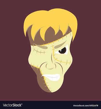 Flat cartoon evil frankenstein head vector image