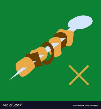 Flat cartoon of meat sauce grill and other vector image