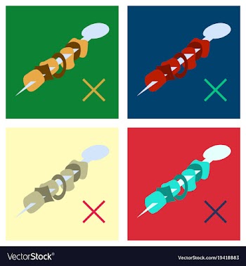 Flat cartoon of meat sauce grill and other vector image