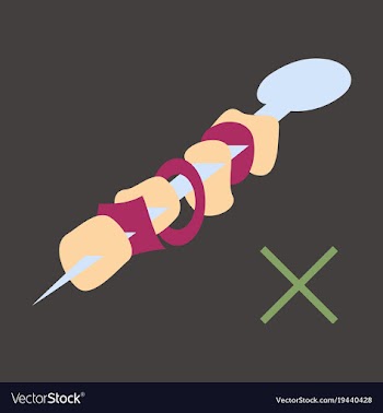 Flat cartoon of meat sauce grill and other vector image