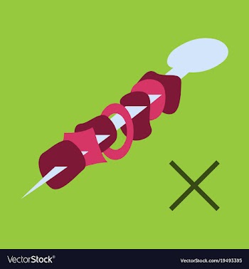 Flat cartoon of meat sauce grill and other vector image