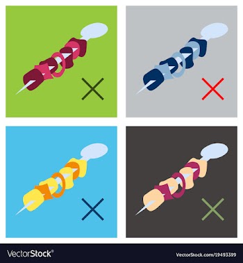 Flat cartoon of meat sauce grill and other vector image