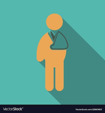 Flat character with broken arm hand injury vector image