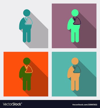 Flat character with broken arm hand injury vector image