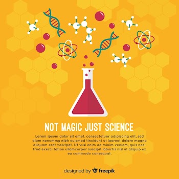 Flat chemistry background template Free Vector