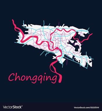 Flat chongqing city map simple flat concept for vector image