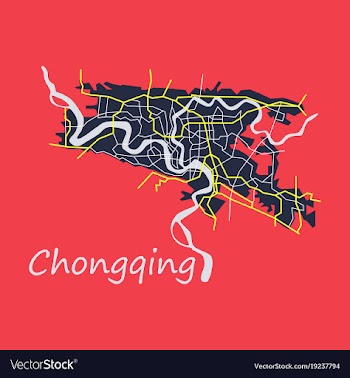 Flat chongqing city map simple flat concept for vector image