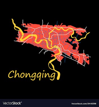Flat chongqing city map simple flat concept for vector image