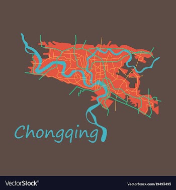 Flat chongqing city map simple flat concept for vector image