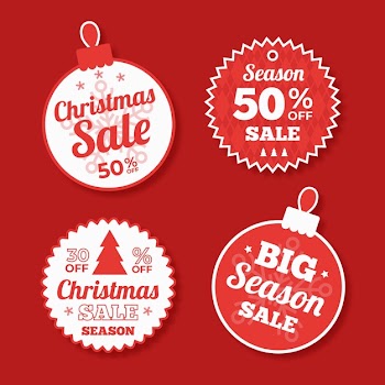 Flat christmas sale tag collection Free Vector