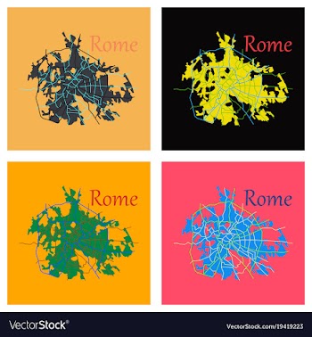 Flat city map of rome with well organized vector image