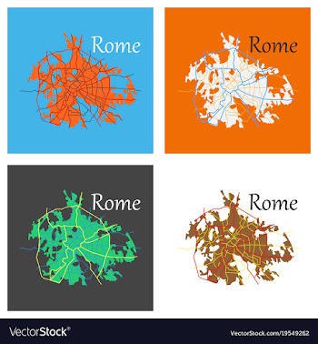 Flat city map of rome with well organized vector image