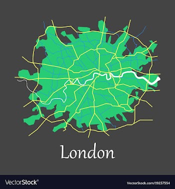 Flat color map of london united kingdom city plan vector image