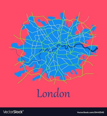 Flat color map of london united kingdom city plan vector image