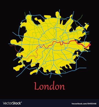 Flat color map of london united kingdom city plan vector image