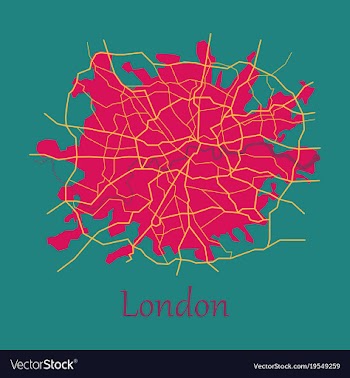 Flat color map of london united kingdom city plan vector image